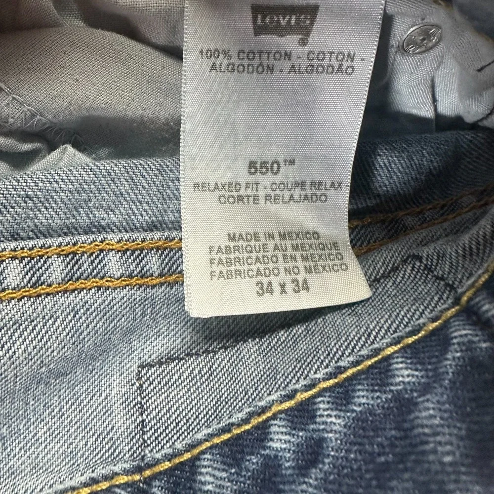 Vintage Levi's 550 Jeans Mens 34x34 Blue Cotton Denim Straight Relaxed Workwear